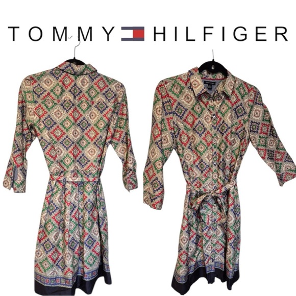 Tommy Hilfiger Paisley Patterned MIDI Dress Size 4 - Picture 2 of 6